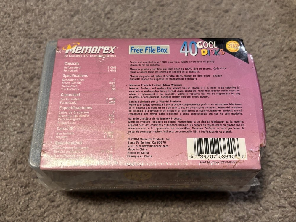 Memorex 40 Pack Cool Disks 3.5” Diskettes PC Formatted Computer New Sealed