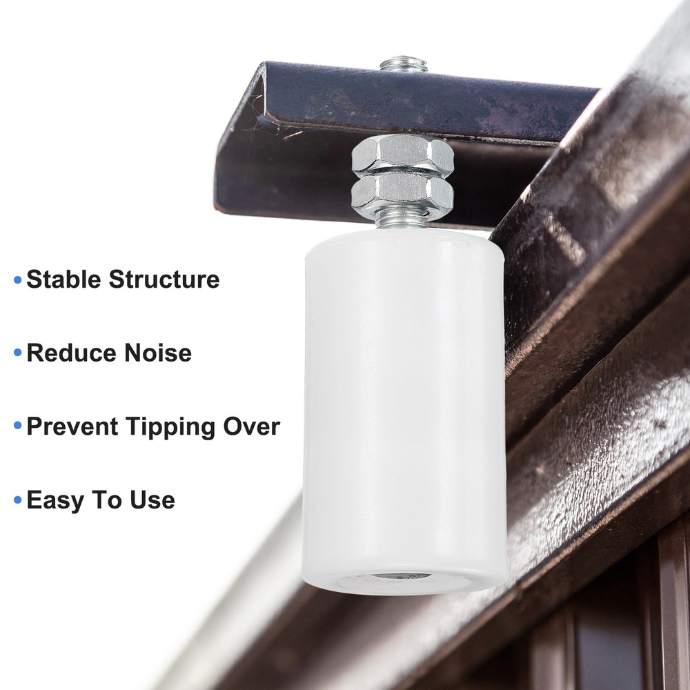 2Pcs Slide Gate Guide Roller 8" Nylon Sliding Gate Support Assembly, White