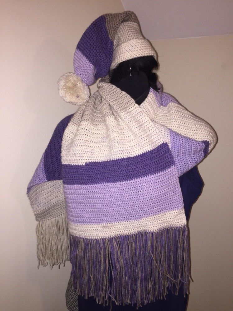 Hand Made Over Sized Hat and Scarf Set
