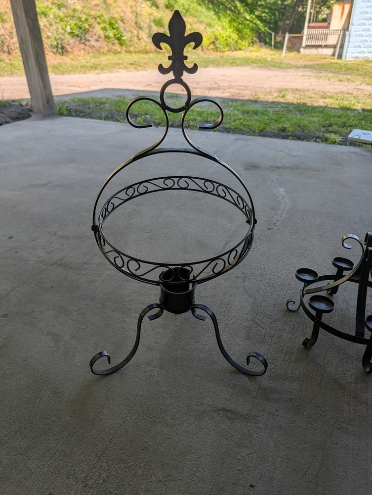 Wright Iron Candle And Glass Ball Holder