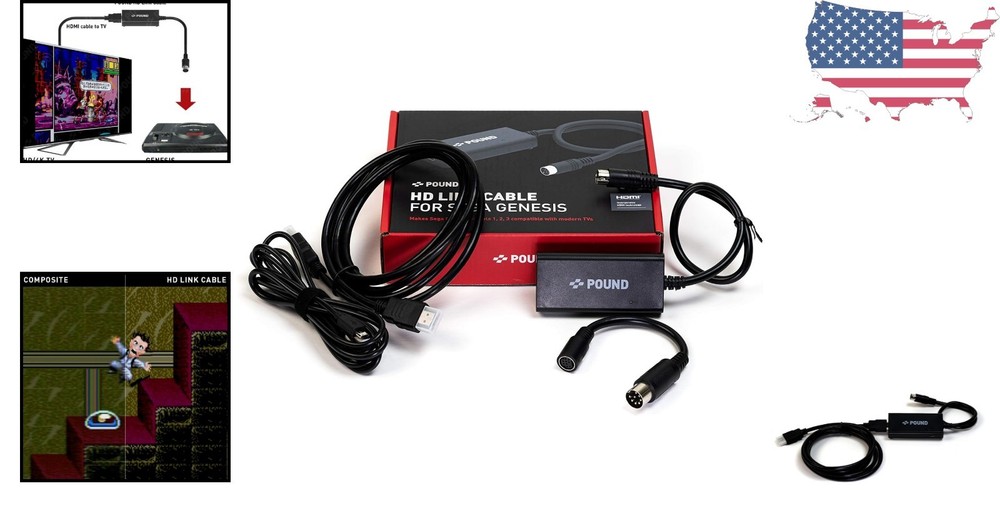 HDMI Link Cable for Sega Genesis - 720p Resolution, Micro USB Power Boost