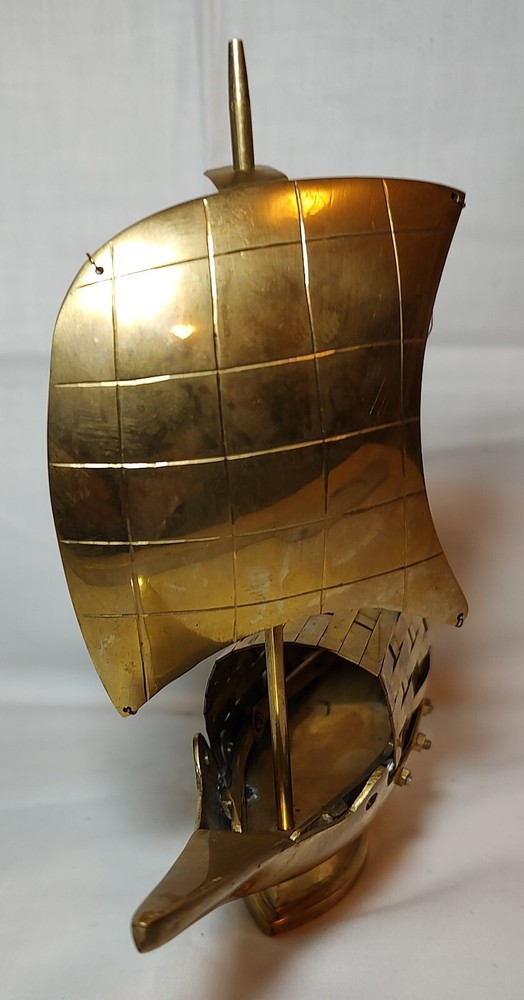 Solid Brass Junk Ship Sculpture 11" Unusual!