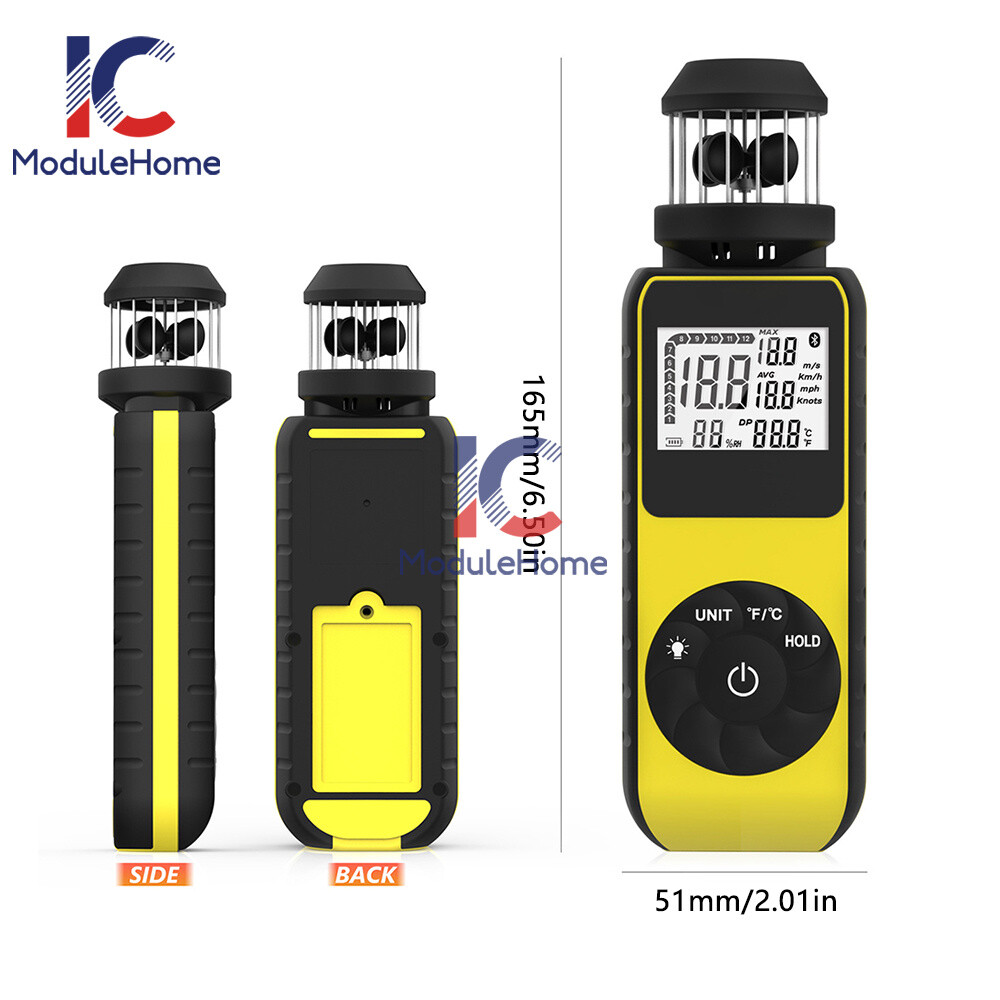 Digital Cup Anemometer Compass Measure Wind Temperature 360°Rotating + Backlight