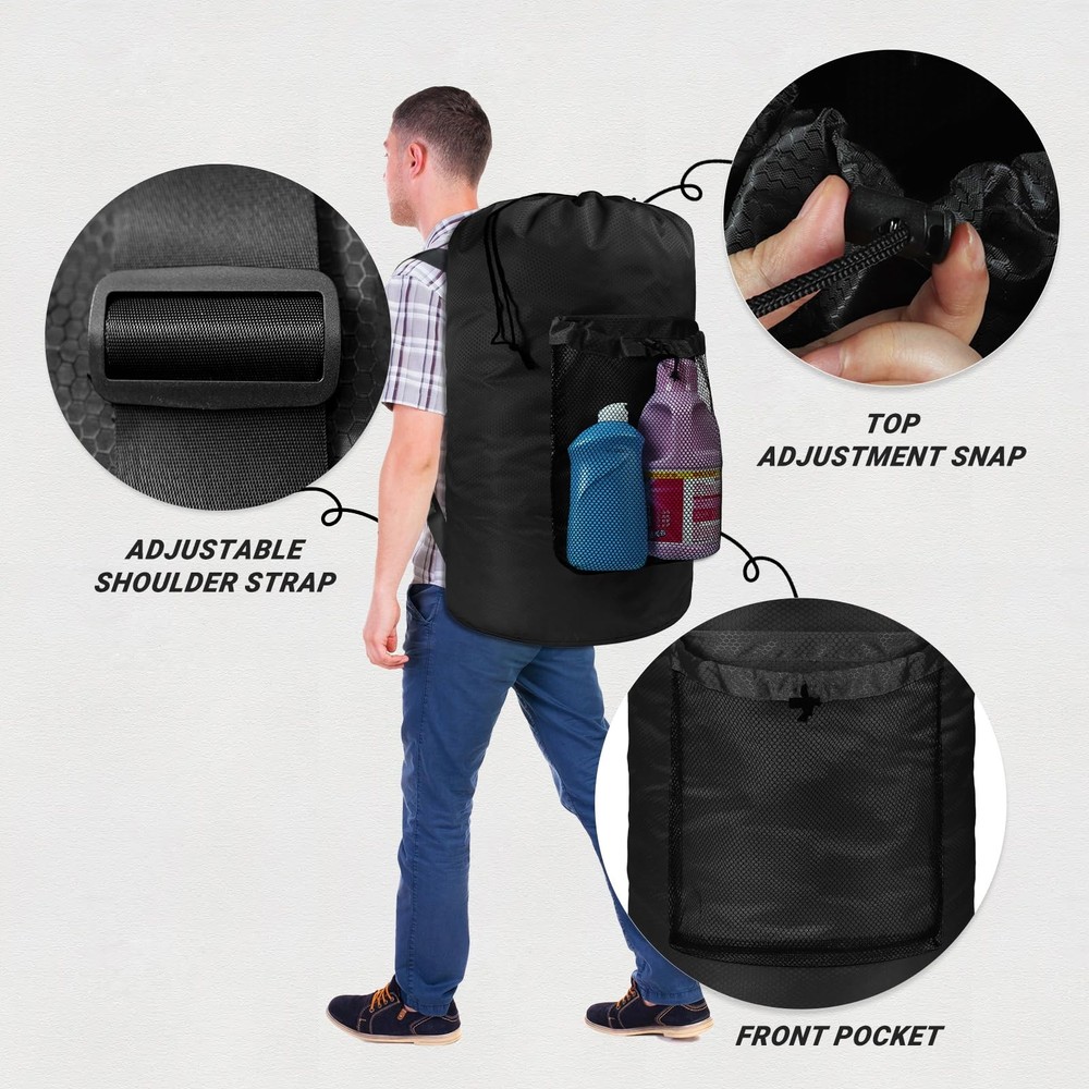 Oxford Fabric Laundry Backpack with Hanging Loop, Large Capacity Laundry Hamper