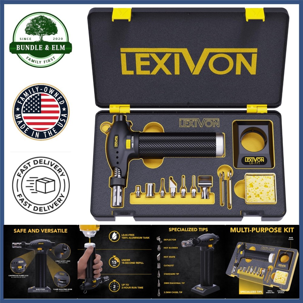 Multi-Function Butane Torch Kit with Adjustable Flame and Hands-Free Operation