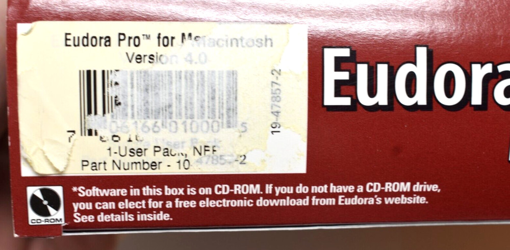 Eudora Pro Email 4.0 For Macintosh Apple New Open Box, Sealed Disc Complete
