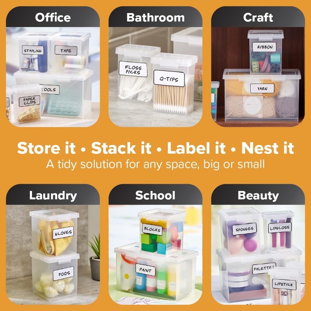 Bostitch Konnect Storage Containers with Lids, Organizer, Combo pack, Clear