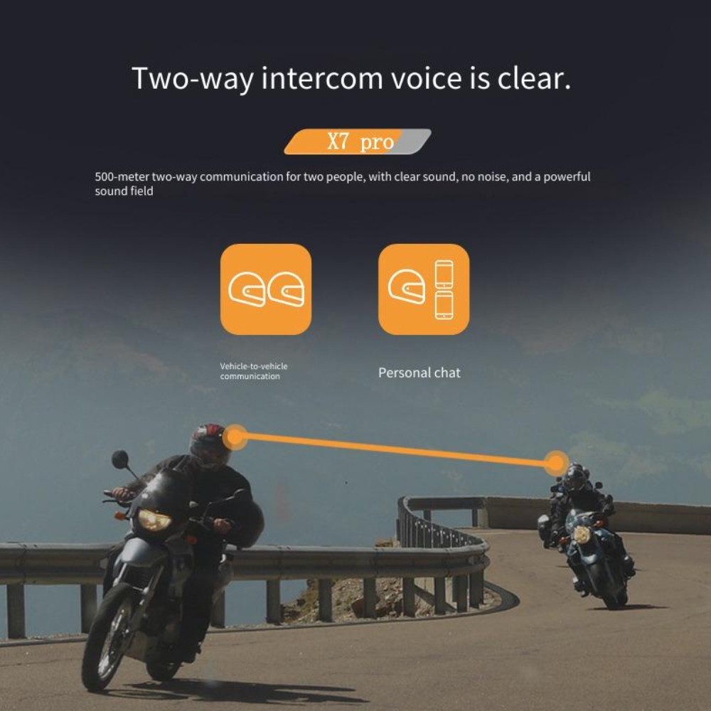 Motorcycle Headset Bluetooth Intercom 2 In 1 Double Microphone X7pro Red