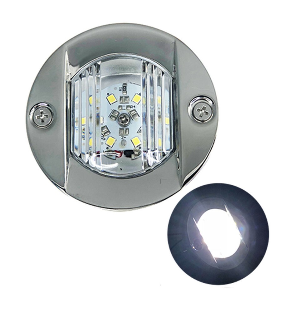 Pactrade Marine Transom Round LED Stern Light S.S. Splashproof Flush Mount