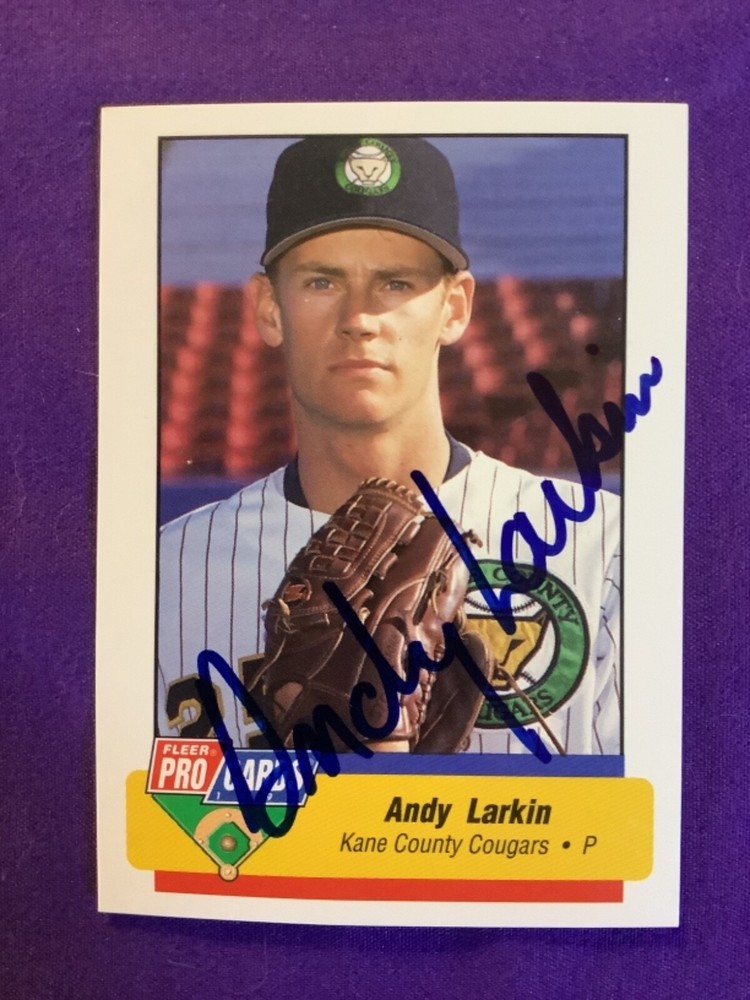 ANDY LARKIN SIGNED CARD 1994 FLEER PRO CARDS KANE COUNTY COUGARS MARLINS AUTO