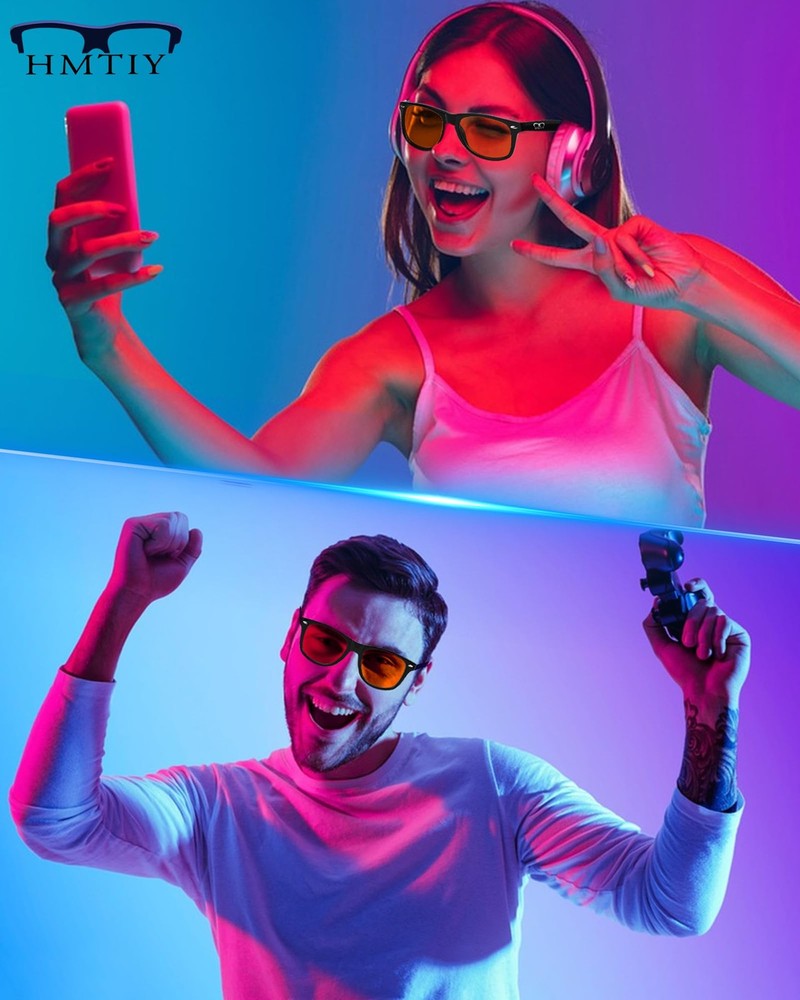HMTIY Blue Light Blocking Glasses For Gaming - Premium Computer Medium, Black