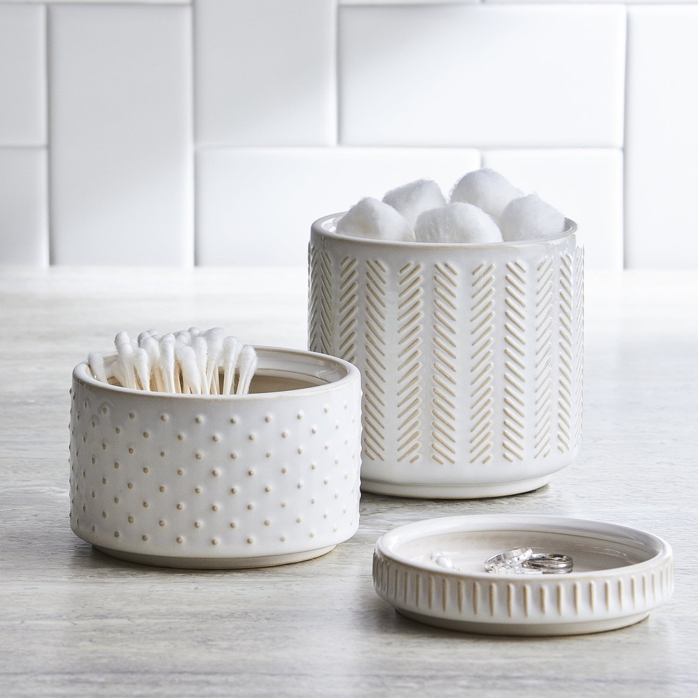 3-Piece Textured Ceramic Stackable Jar Set in Creamy , Better Homes & Gardens