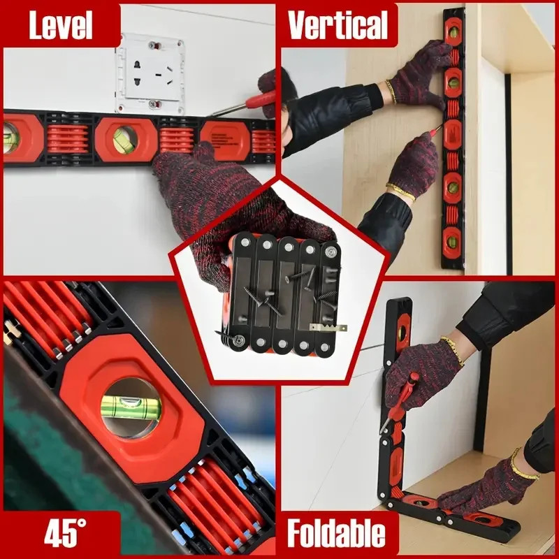 1pc Multi-Functional Foldable Level Meter Multi-Angle Measurement Pipes Building