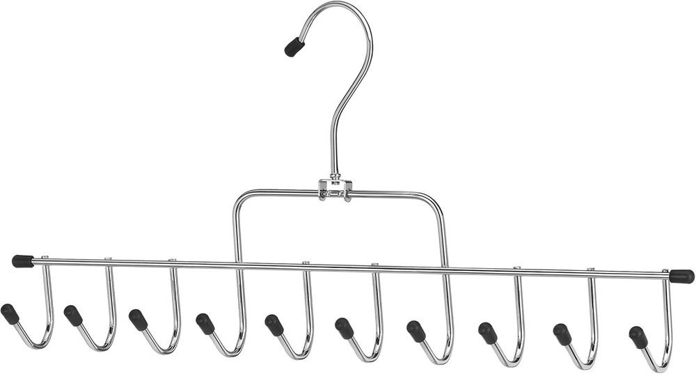 Elegant 10 Hook Accessory Hanger in Chrome & Black – Space Saving Design