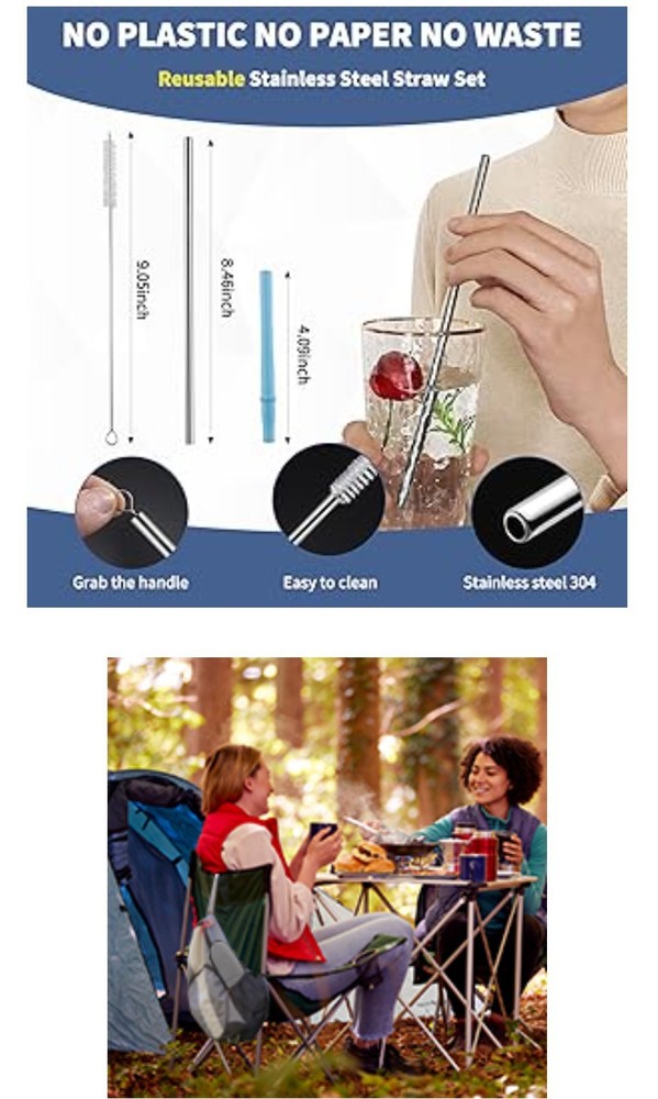 Travel Utensils with Case Reusable Stainless Steel Flatware Set Camping