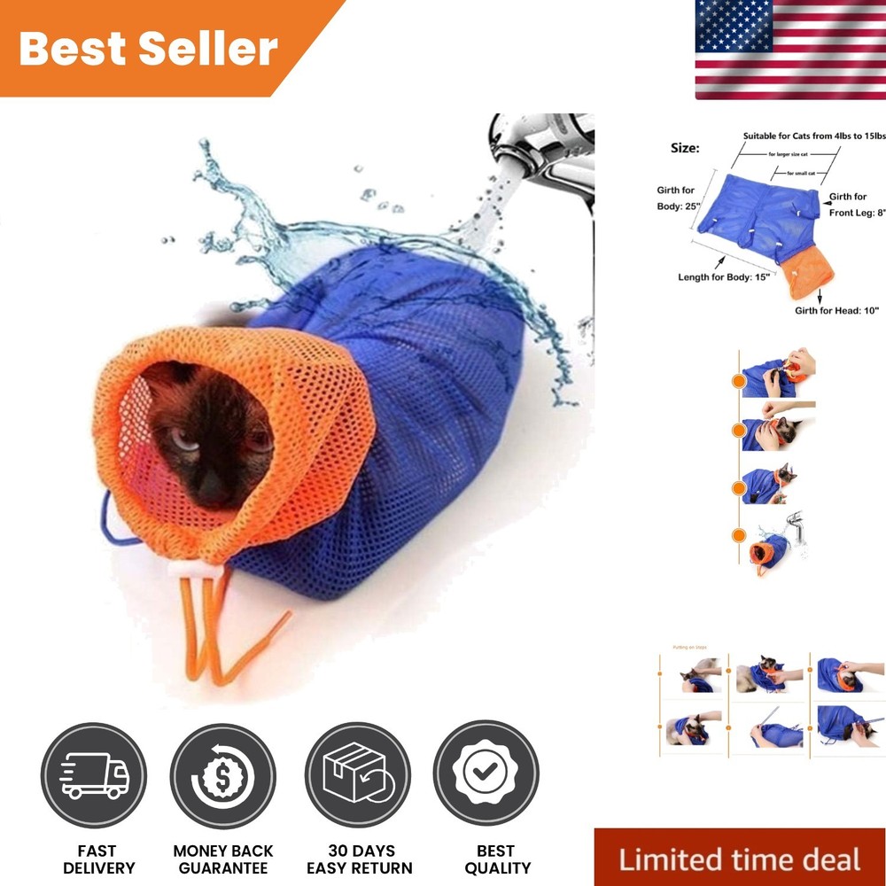 Luxury Cat Grooming Bag - Soft Mesh, Scratch Resisted, for Bathing & Trimming