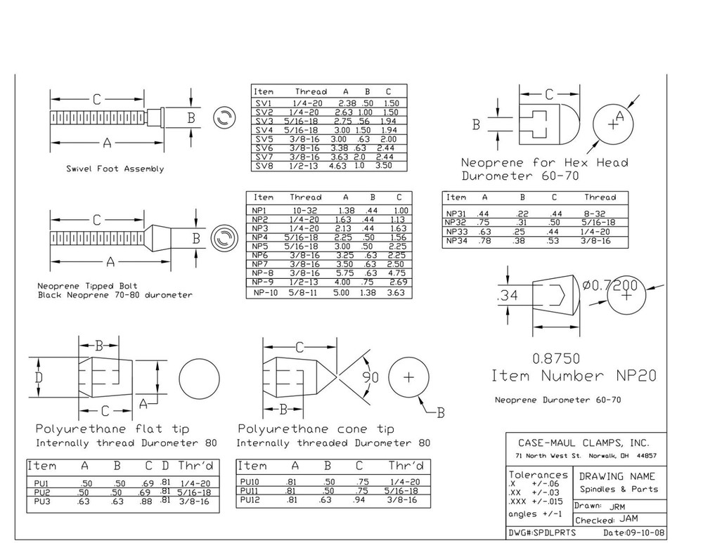 25 pcs Polyurethane Flat Tips ID threaded 1/4-20