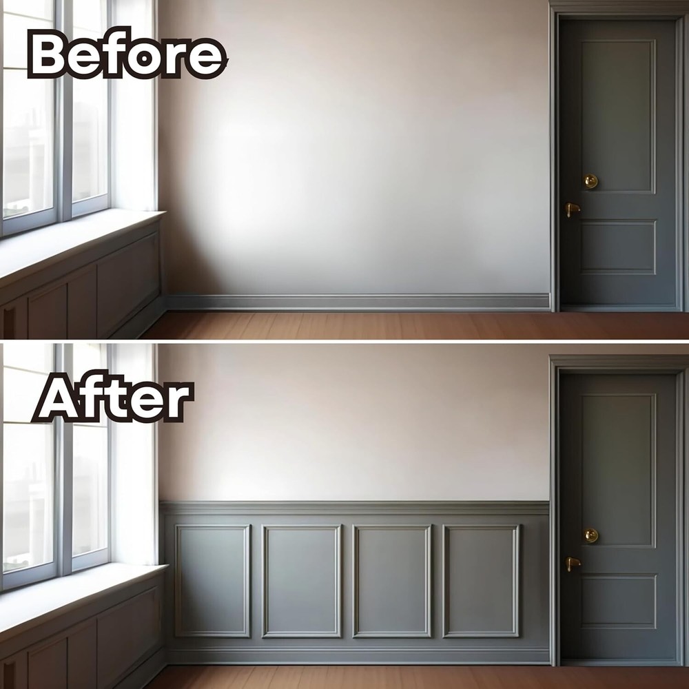 Wainscoting Panels - Peel & Stick 4 Bottom Frame (18 pcs) Luxury Wall Panel Kit
