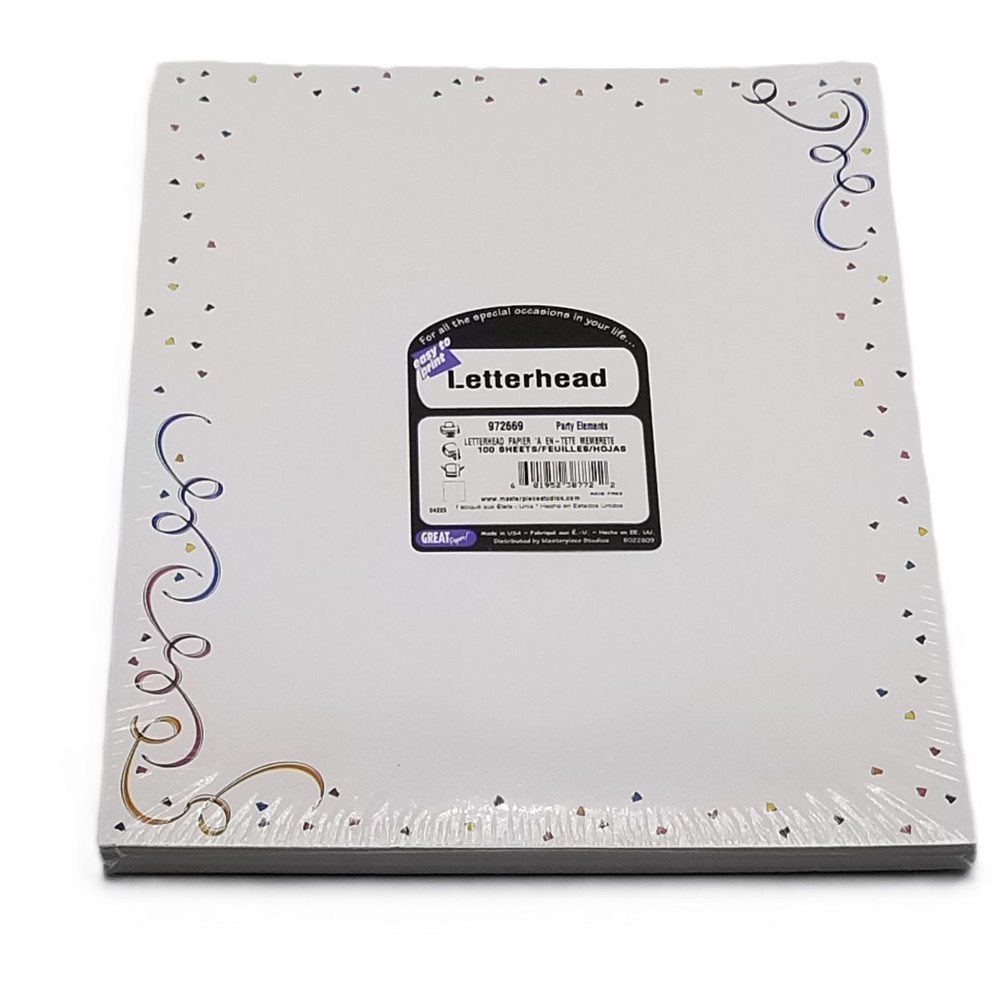 Great Papers Party Elements Letterhead 100 Sheets Confetti NEW