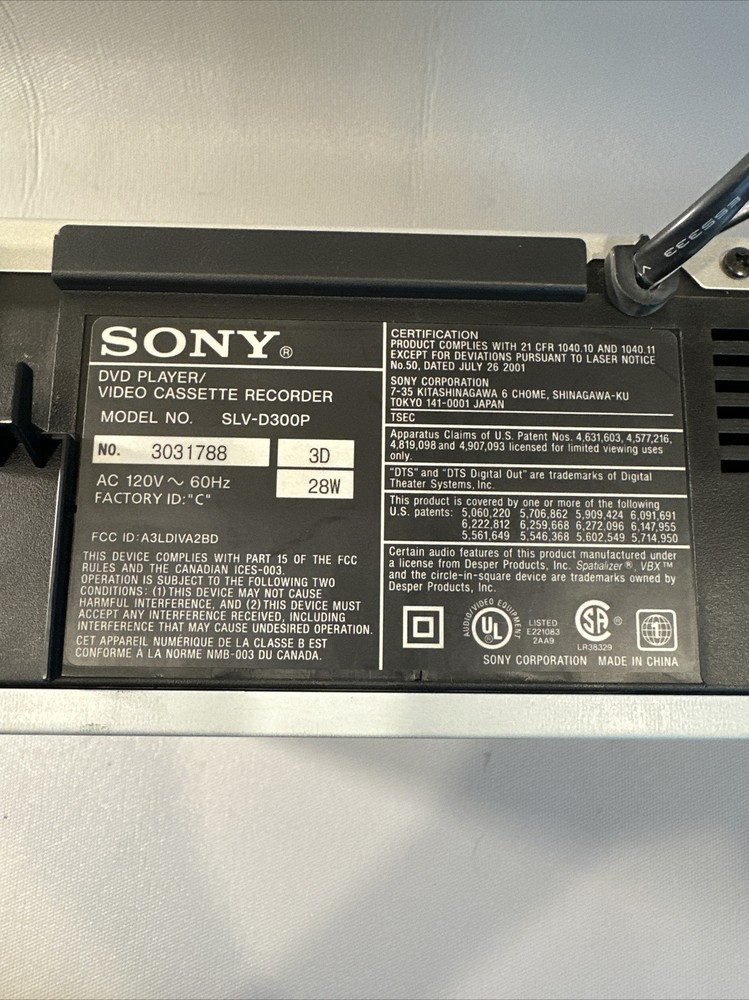 Sony DVD VCR Combo SLV-D300P DVD DOES NOT WORK