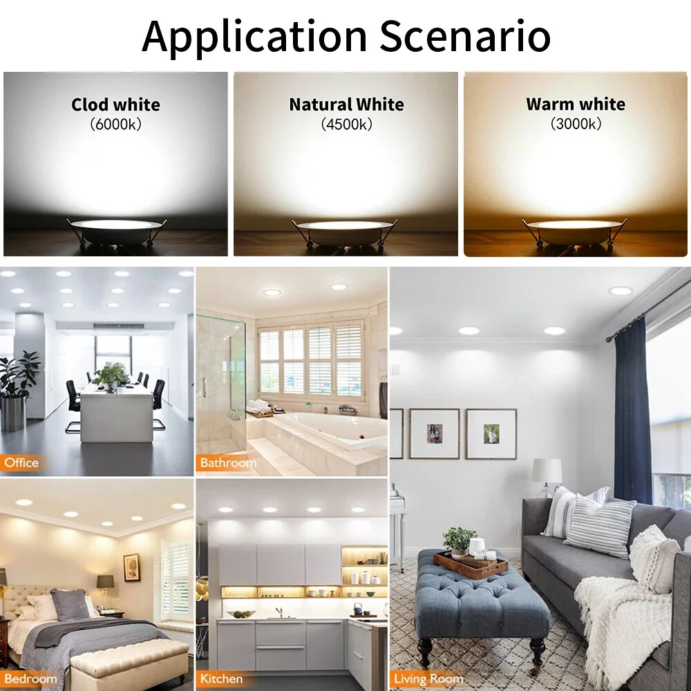 10PC 7W LED Ceiling Light Dimmable Downlight Panel Light Spotlight 85-240V US