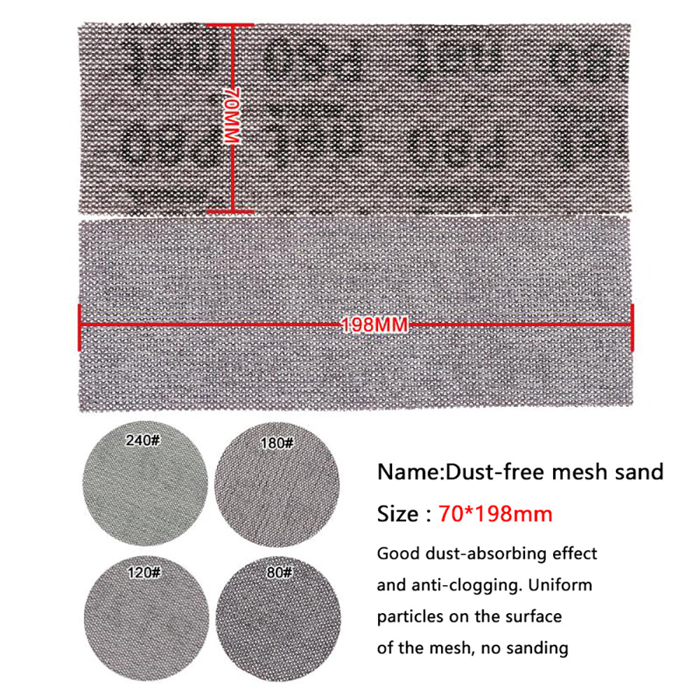 70*198mm Grid Sandpaper Hook & Loop Rectangles Mesh Drywall Sanding 80-320 Grit