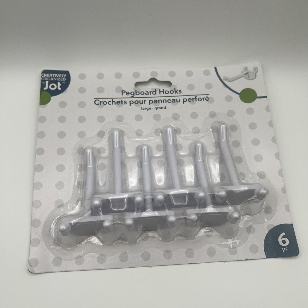 Jot Large Plastic Pegboard Hooks 6pc.