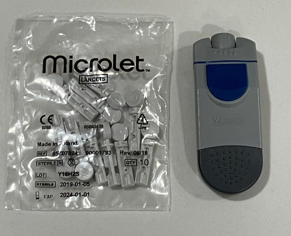 Microlet Adjustable Lancing Device + 10 Lancets Rare Discontinued