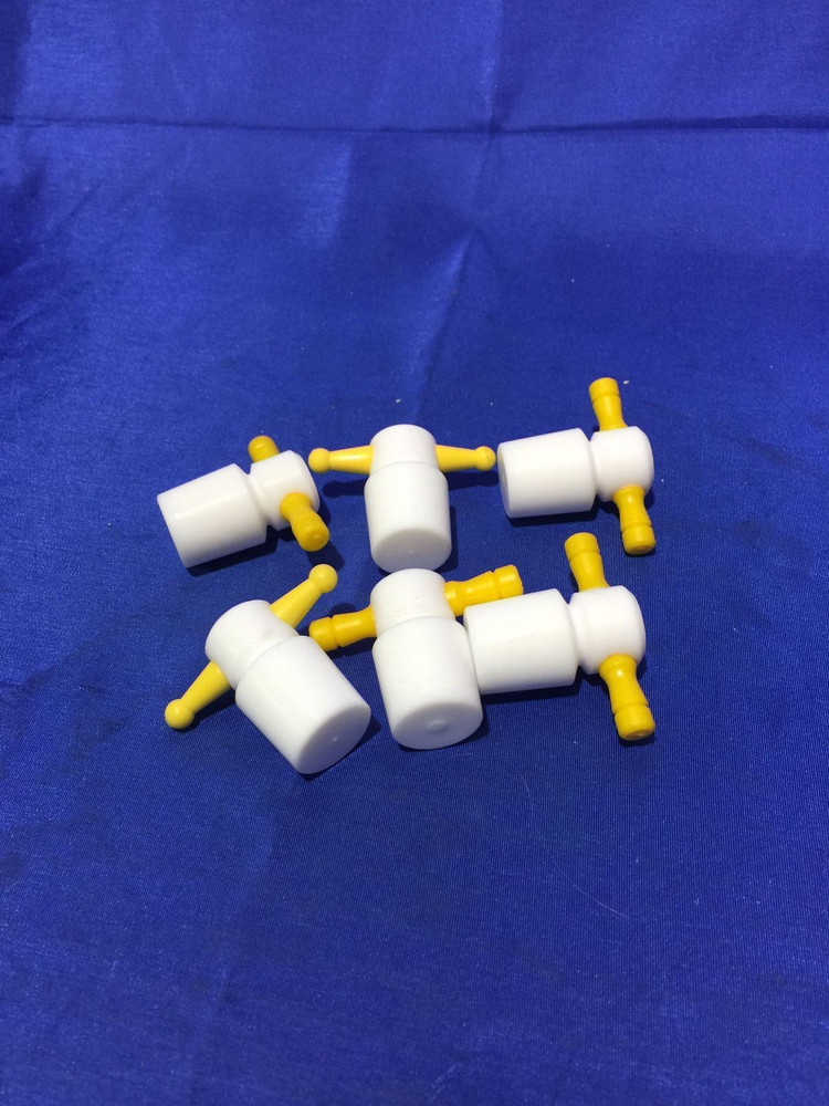 6ea PTFE Solid Laboratory Key Hole Stopper Stoppers # 22 Yellow