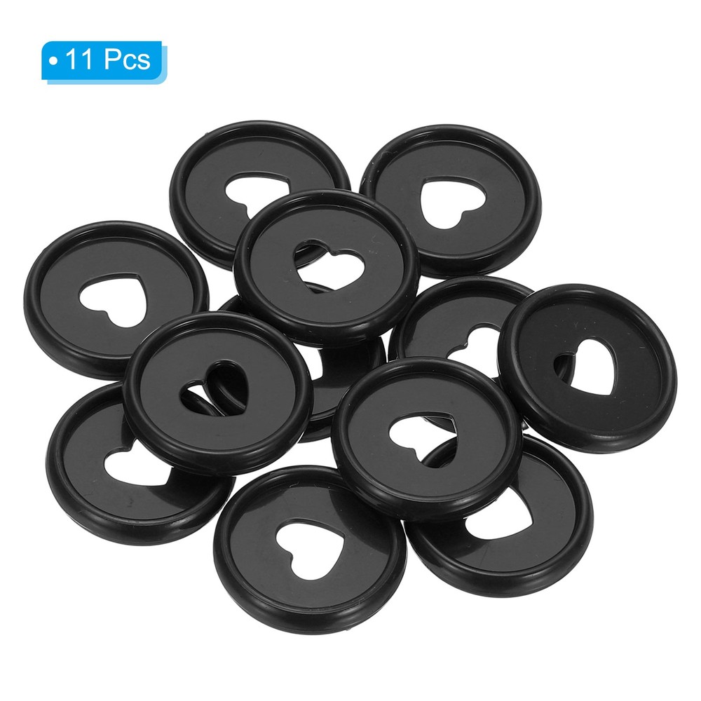 24mm Plastic Book Binding Discs, 11 Pack Expansion Discs Heart, Black