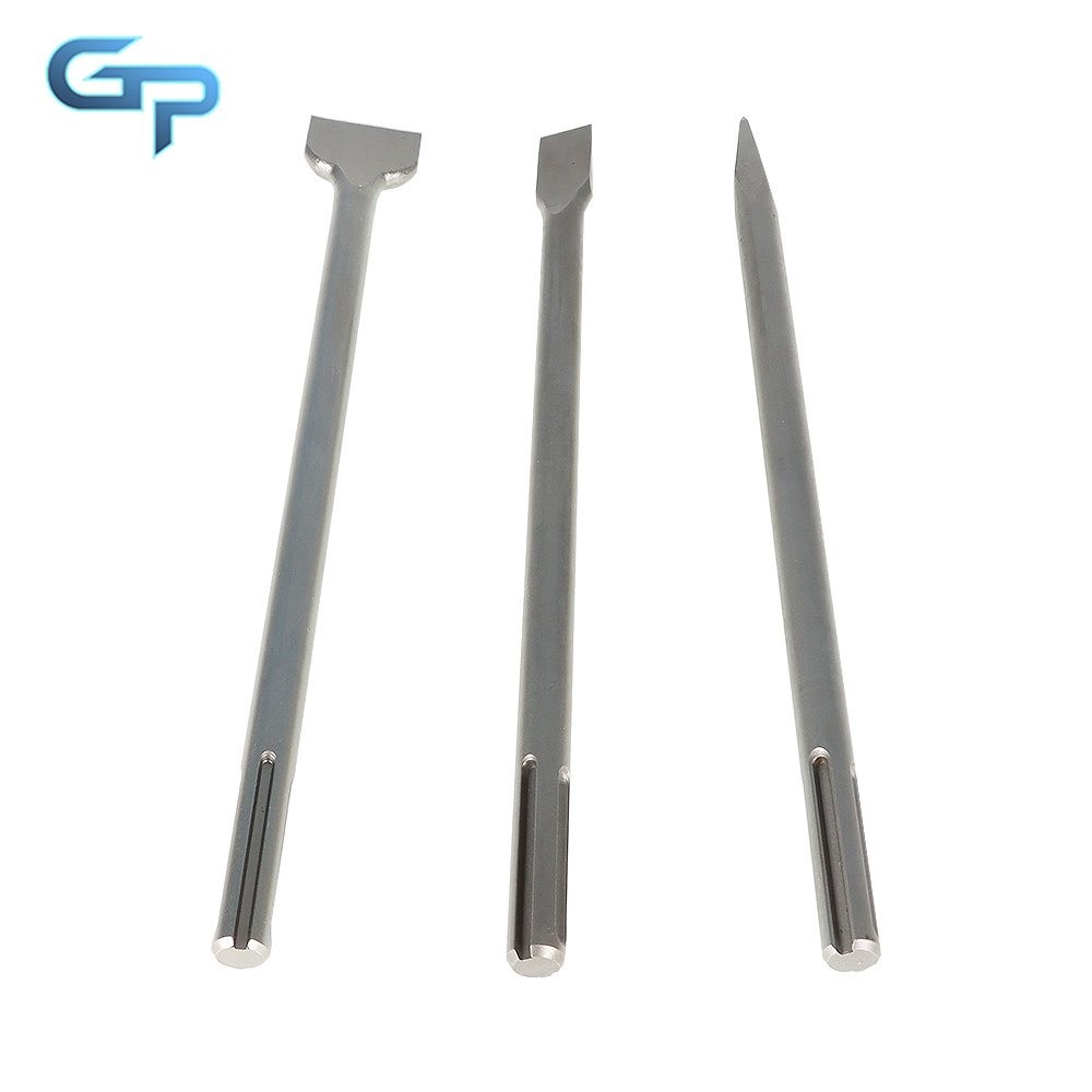 3 Pcs SDS Max Bits Set 16 Inch Long-Point Chisel Scaling Chisel Flat Chisel
