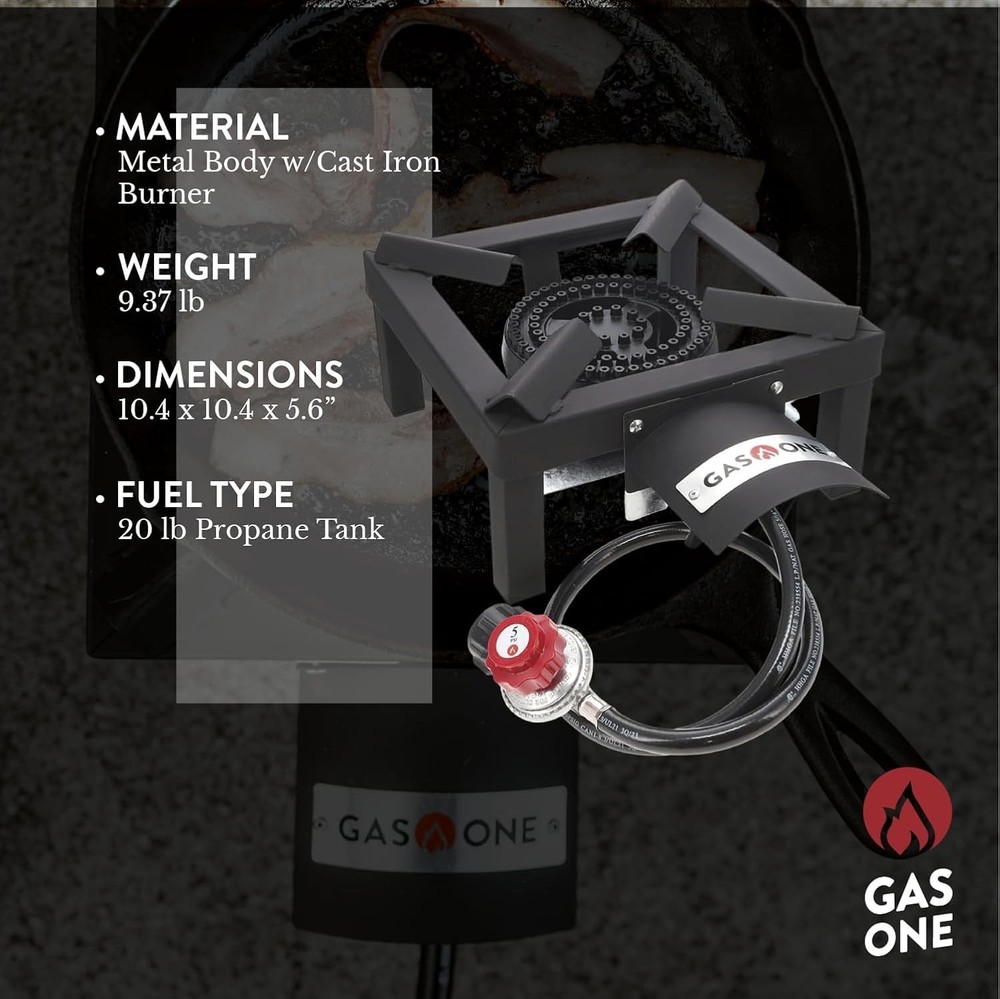 Professional Grade Propane Burner with Adjustable Regulator for Precise Cooking