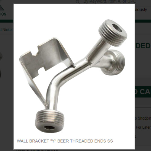 WALL BRACKET "Y" BEER THREADED ENDS SS # 7513