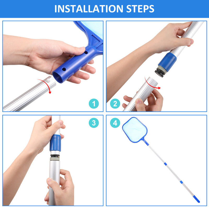 Swimming Pool Leaf Skimmer Flat/Deep Bag Rake Net, Leaf Cleaner Net with Pole