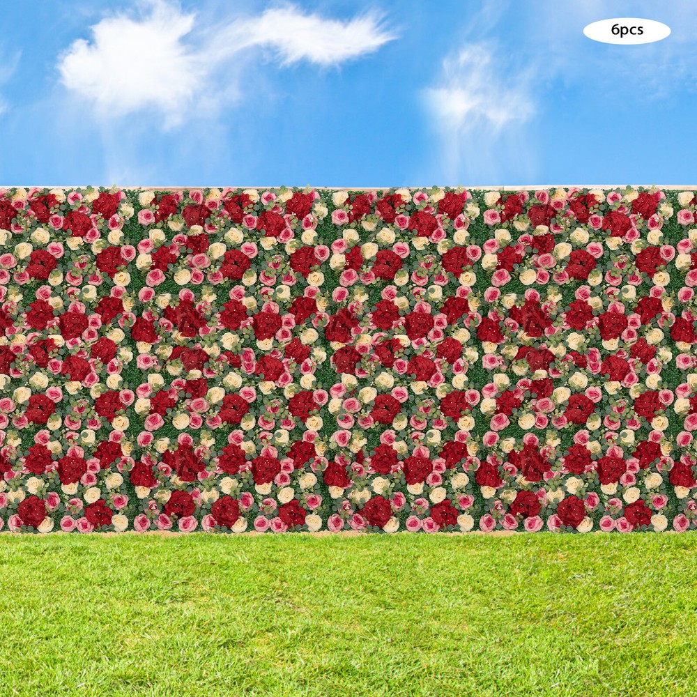 6 Pcs Wedding Artificial Flower Wall Panel Backdrop Rose Hydrangea Flower Decor