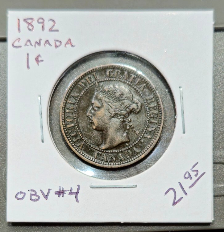 1892 Canada Large Cent - OBV #4 - Higher Grade - Light Scratches