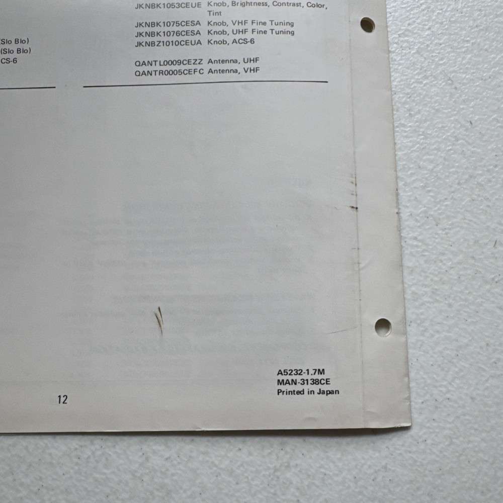 Sharp Electronics Color Television Models C-1951 & C-1952 Service Information