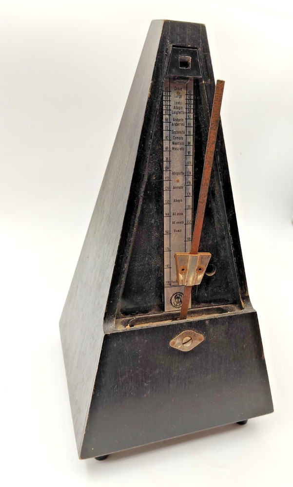 Vintage Metronome System Maelzel German Clockwork Metronome Timber Case -run -AF