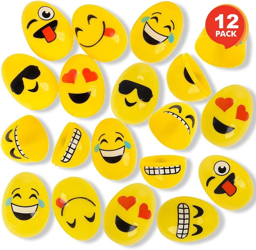 2.5" EMOTICON PLASTIC EASTER EGGS - 12 Piece Assortment