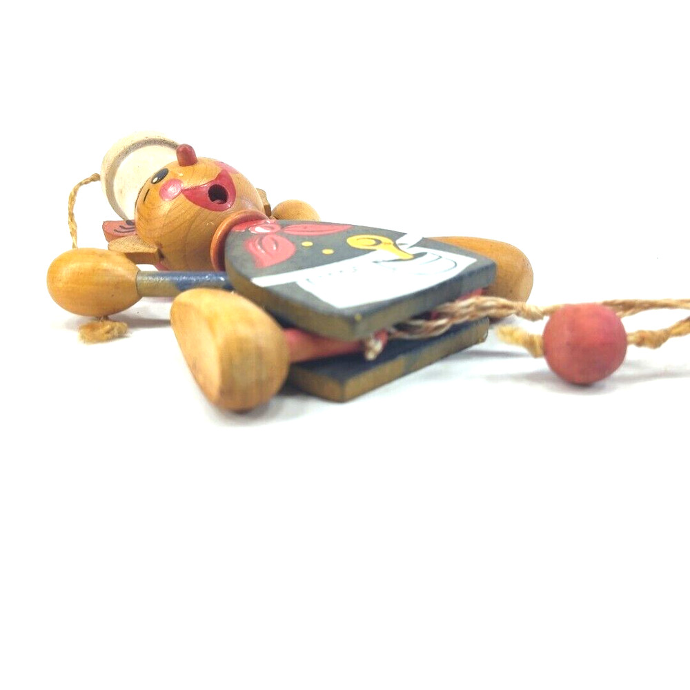 Vintage 1963 Gregor Creations Chef Wooden Pull String Toy