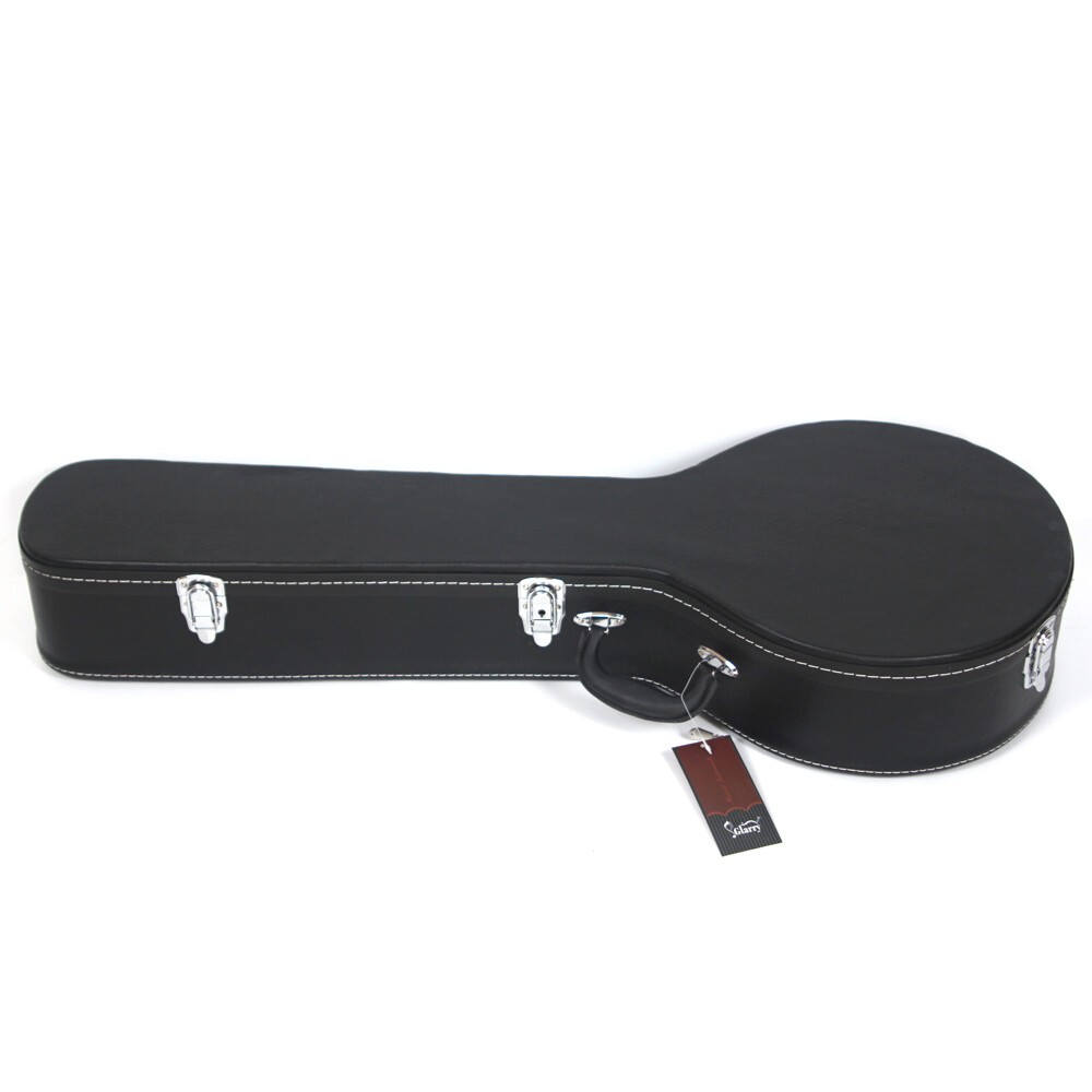 High-quality 5/6-String Microgroove Pattern Leather Wood Banjos Case Black