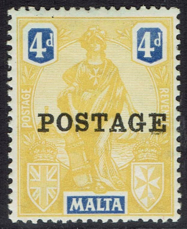 MALTA 1926 POSTAGE OVERPRINTED 'MALTA' 4D