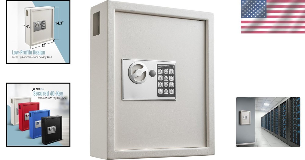 Key Holder Wall Mount Lock Box with Digital Lock for 40 Keys Secure Key Cabinet