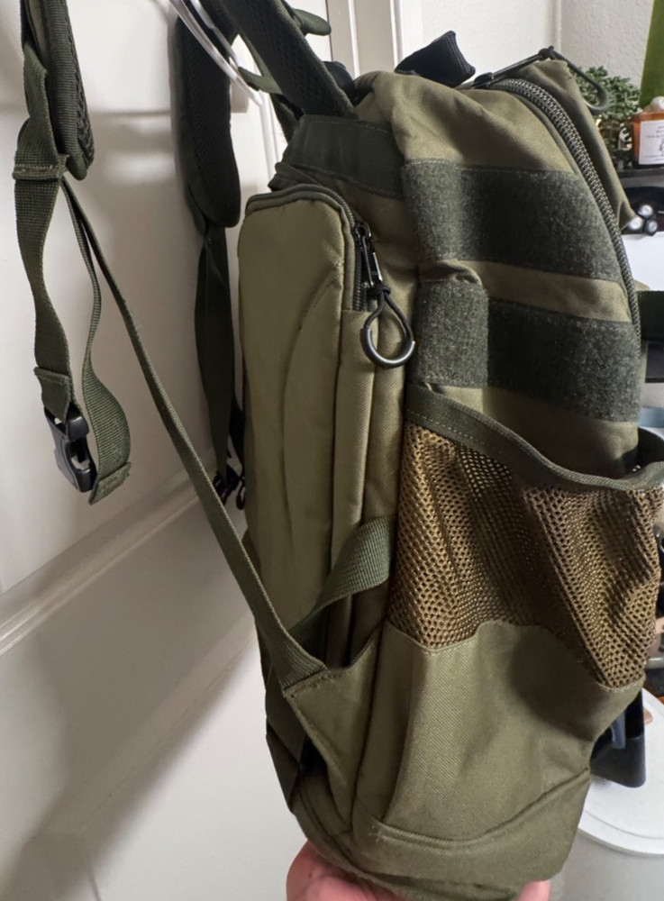 "Bear Komplex" Durable Tactical (Green) Backpack, 1 broken zipper, 4+ pockets