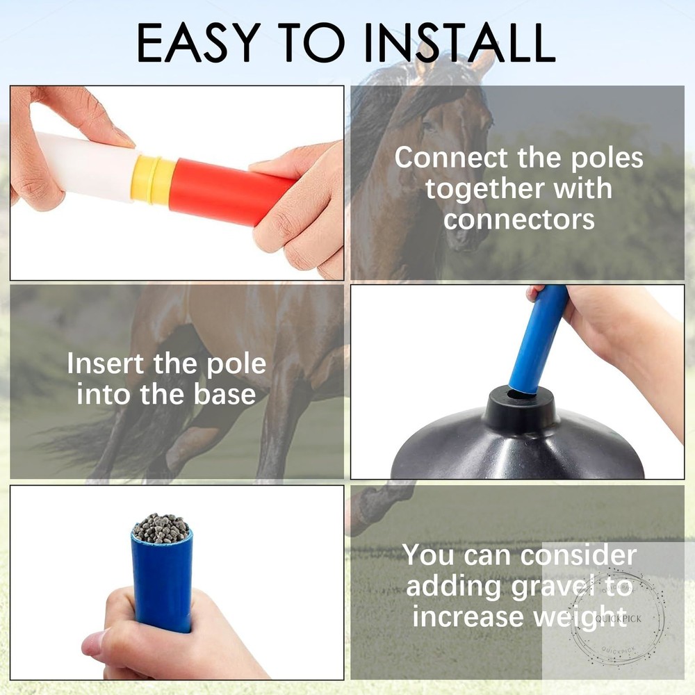 6 Set Pole Bending Poles for Horses 6FT Adjustable Training Equipment with Pole