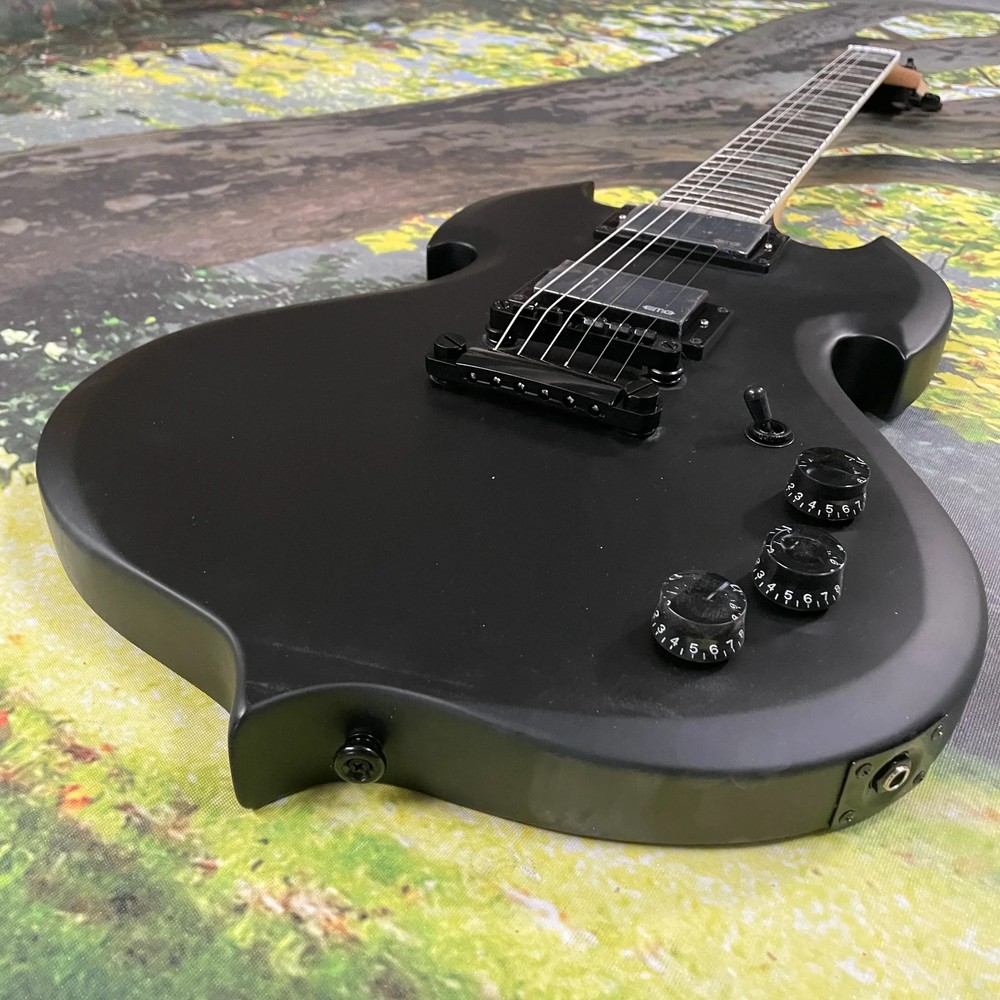 Customized Electric Guitar Black Matte Solid Body 6-String Free Shipping