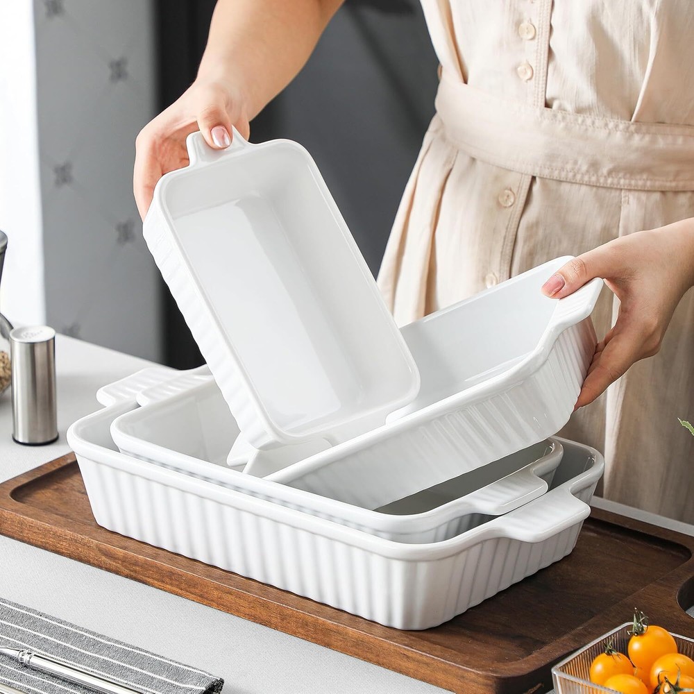 Oven Casserole, Ceramic Baking Pan, Ceramic Bakeware Set of 4