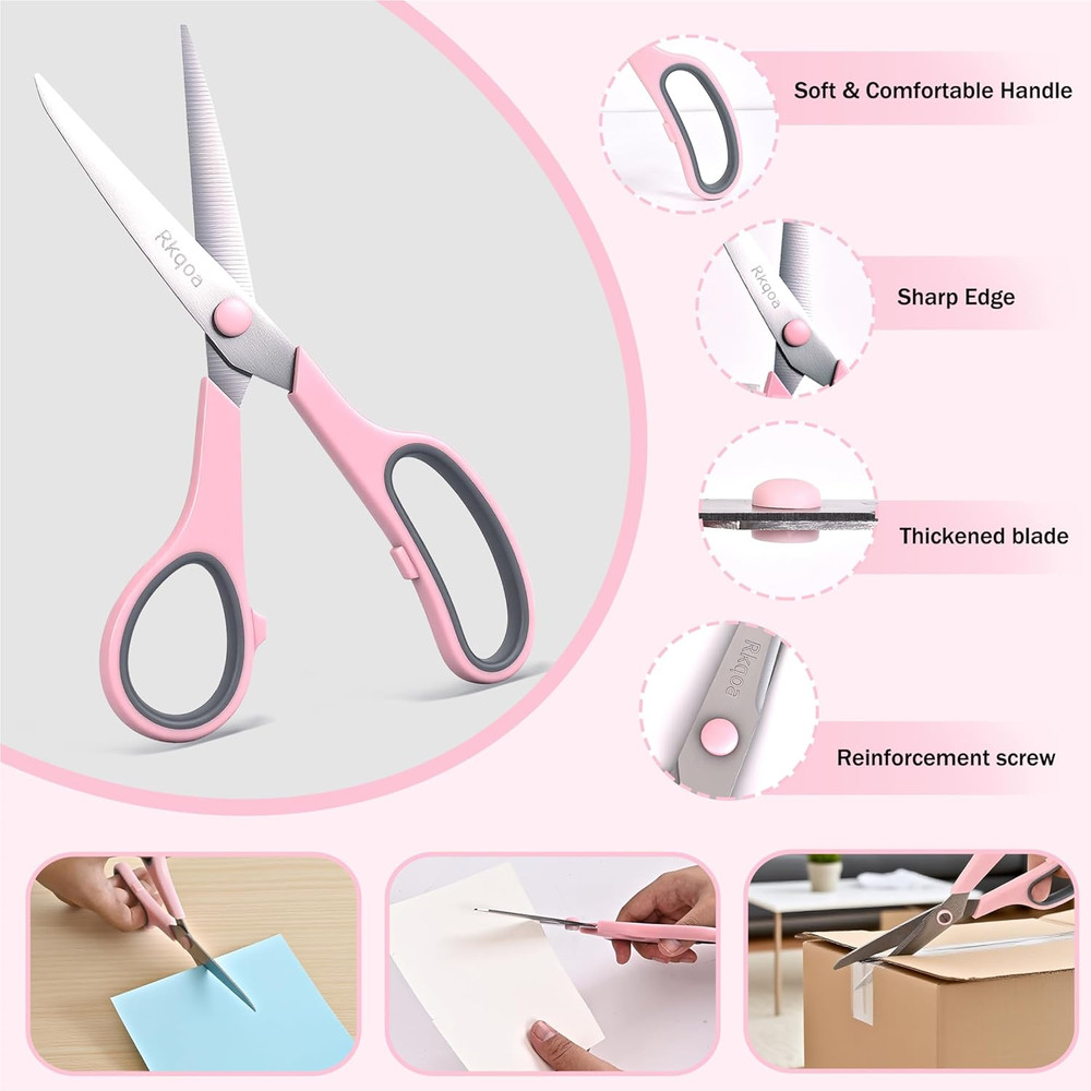 Black Scissors Bulk, 8" All Purpose Scissors Pack - Thick Sharp Shears for Offi