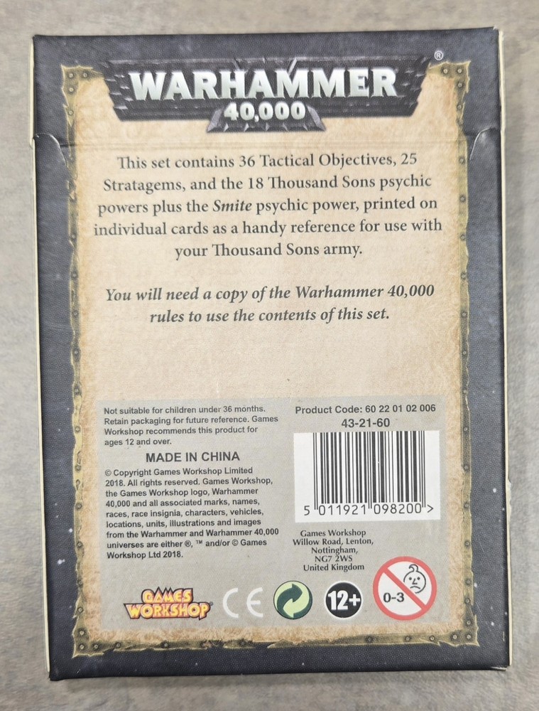 Games Workshop Warhammer 40K Thousand Sons codex and Datacards Expansion English