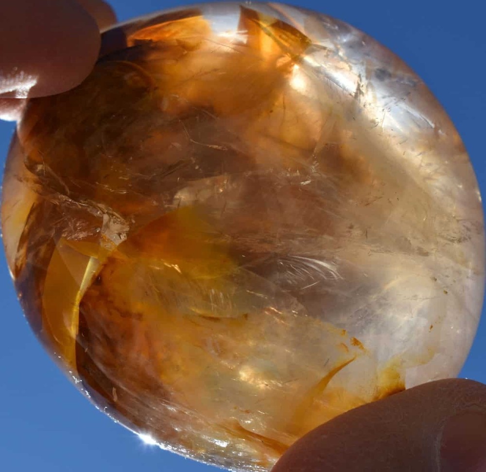 Yellow Hematoid Quartz Palm Stone #9